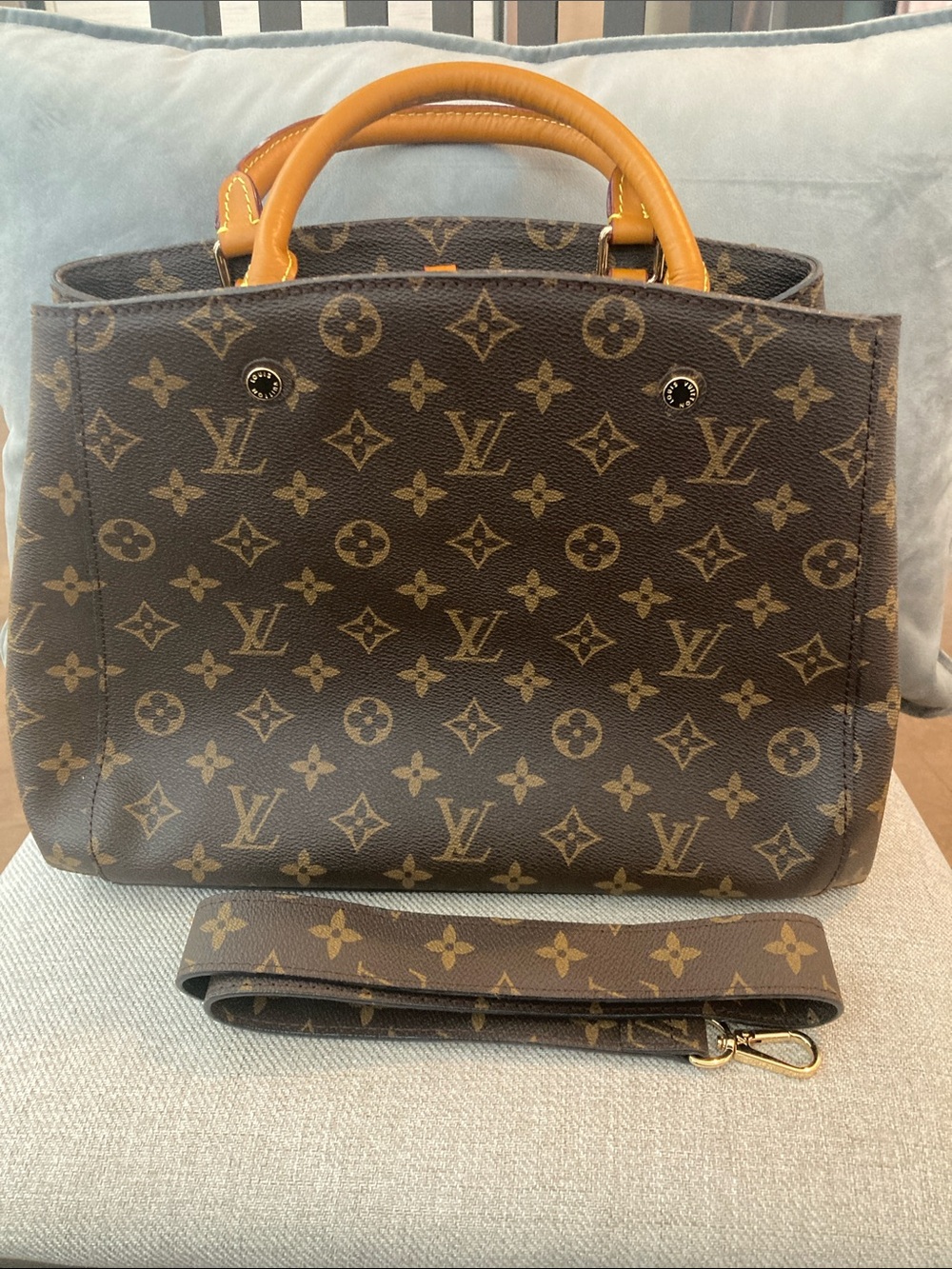 Louis Vuitton Monogram Canvas Brown  handbag MM Montaigne